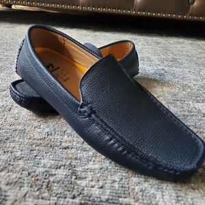 Men's navy driving moccasins